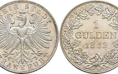 1 Gulden 1862 . FREIE STADT - FRANKFURT Gekrönter Stadtadler....