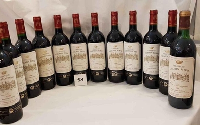 1 bottle 1989 and 11 bottles 1996 Château CHEMIN ROYAL, MILLED, Labels and perfect levels.