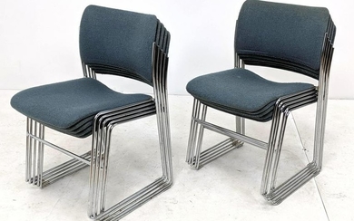 10 DAVID ROLAND Stacking Chairs Nubby Blue Teal Fabric