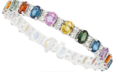10052: Sapphire, Diamond, White Gold Bracelet Stones