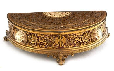 Gilt-bronze, ivory and lacquer writing desk set, attrib. Caldwell & Co