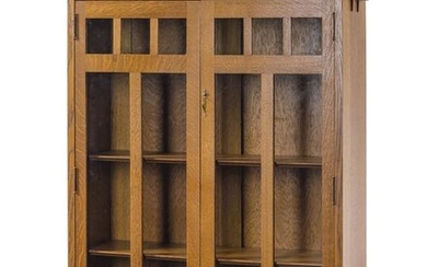A Stickley Brothers oak double-door bookcase, No. F567