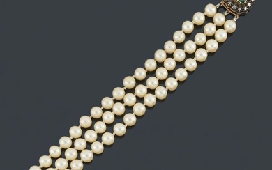 Necklace of three strands of pearls