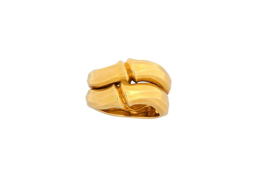 A gold 'Bamboo' ring, by Cartier Designed as two...