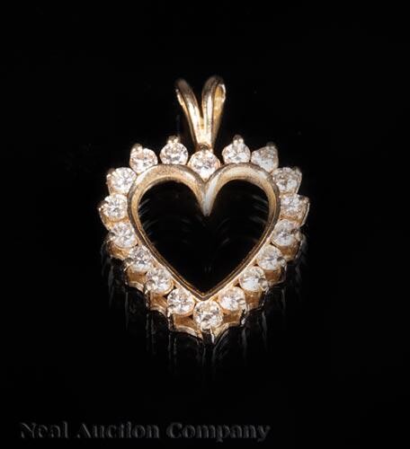14 kt. Yellow Gold and Diamond Heart Pendant