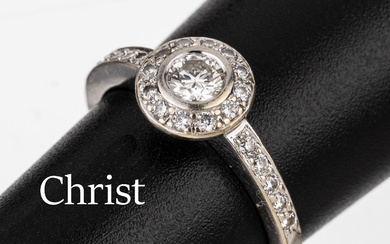 14 kt gold CHRIST brilliant-ring , WG 585/000, centered brilliant...