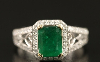 14K 1.37 CT Emerald and Diamond Ring