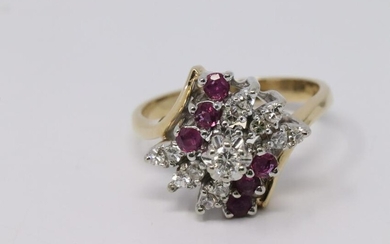 14KT Ladies Diamonds/Ruby Ring