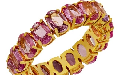14k Yellow Gold 8.99ct Pink Sapphire Eternity Band Ring