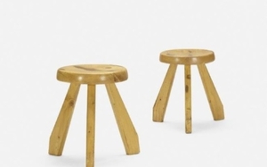 Charlotte Perriand, stools from Les Arcs, Savoie, pair