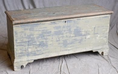 Blue painted blanket chest with till