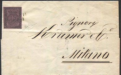 1854, Parma, lettera da Parma per Milano del 22 agosto 1854