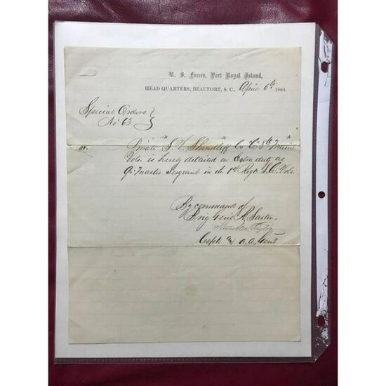1863 Civil War Signed Special Orders, Brig Gen Rufus