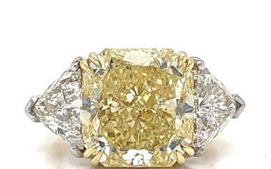 18K & Platinum GIA Certified 10.12 Ct. Fancy Yellow Diamond Ring