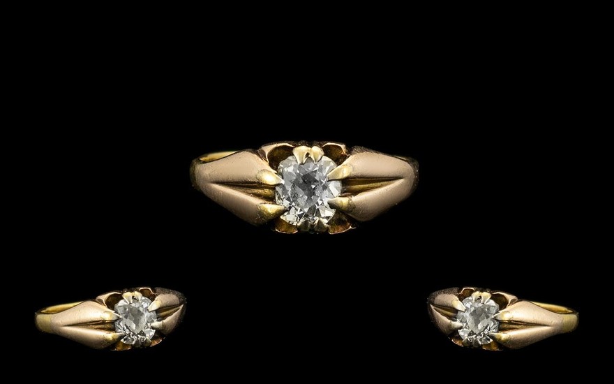 18ct Gold Gypsy Setting Single Stone Diamond Ring - the face...