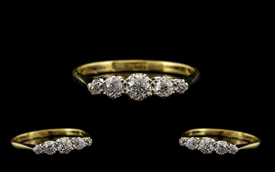 18ct Gold and Platinum Attractive 5 Stone Diamond Set Ring o...