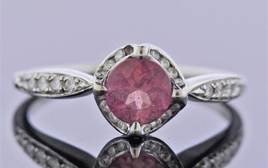 18k Gold Diamond Pink Tourmaline Ring