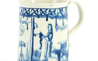 18th century pearlware tankard decorated with a couple