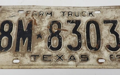 1969 Texas Farm Truck License Plate