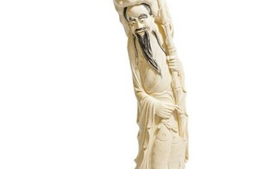 19th Century Chinese Carved Wiseman Figure on Base