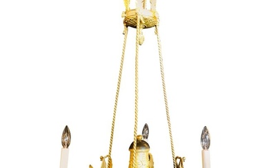 19th Century Empire Chandelier with Full Figure Swan Arms