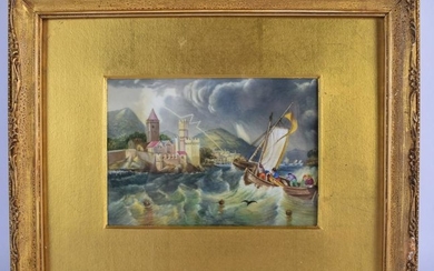 19th c. English porcelain plaque, painted with