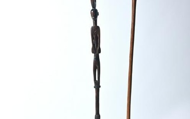 2 CARVED AFRICAN FIGURAL CANES IN STANDS