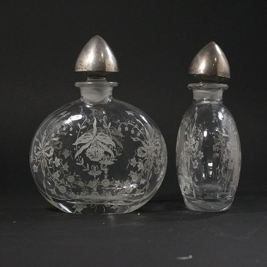 [2] Fancy Design Crystal Cologne Bottles Sterling Tops