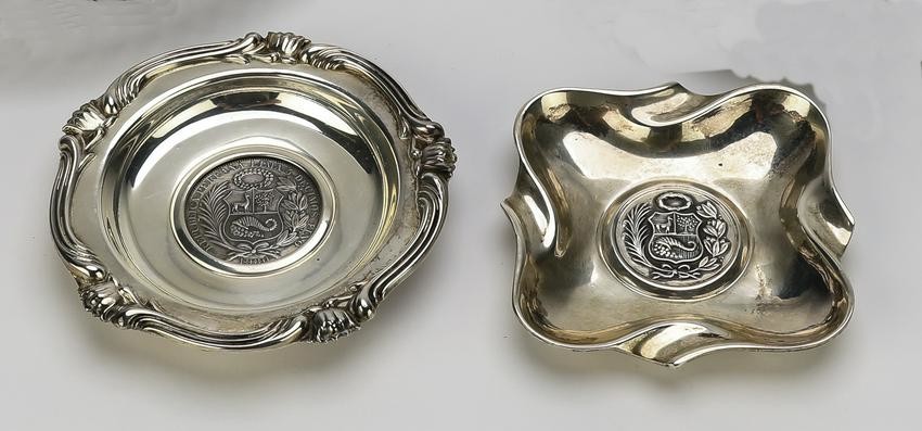 (2) Peruvian sterling silver table articles