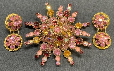 2 SCHREINER Pink Crystal Brooch, More