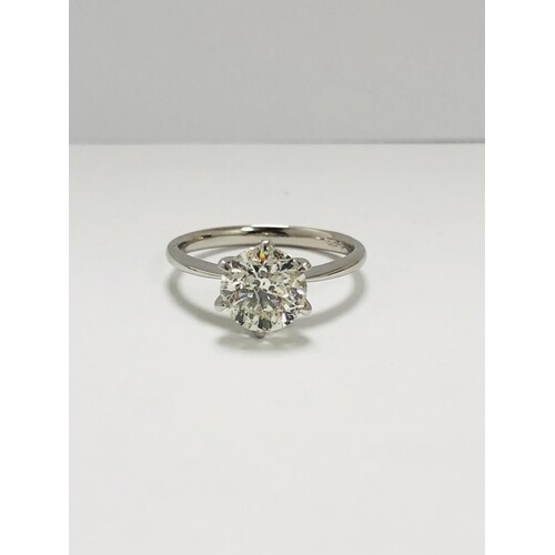 Platinum diamond solitaire ring,2.01ct brilliant cut diamond...