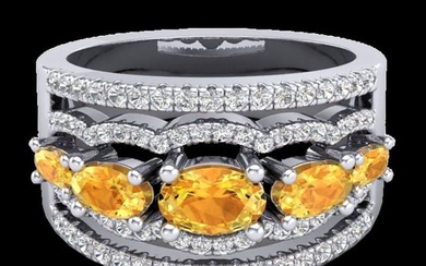 2.25 ctw Citrine & Micro Pave VS/SI Diamond Designer Ring 10k White Gold