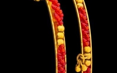22K Gold & Glass Beads Bangle Set