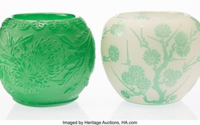 23052: Two Steuben Acid-Etched Glass Vases, circa 1920