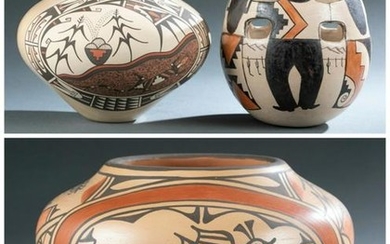 3 Native American pottery pieces.