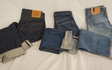 3 PAIRS OF LEVIS SELVEDGE JEANS 501/505