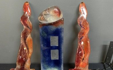 3 Pieces Of Art Glass Sculptures, Silvia Belanger