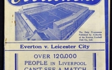 1937 1938 EVERTON V LEICESTER CITY DIVISION 1 MATCH PROGRAMME DATED 27TH DECEMBER GOOD