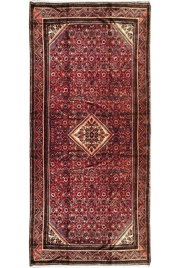 5' x 11' Wine Red Semi Antique Persian Herati Runner 73944