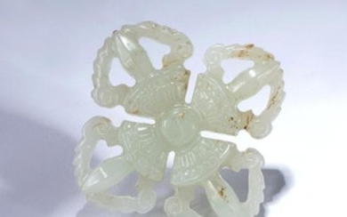CHINESE JADE CARVED 'DOUBLE VAJRA'