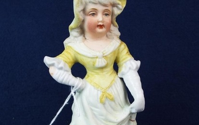 Continental bisque slipware figurine. 7 inches tall.