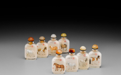Eight inside-painted glass snuff bottles