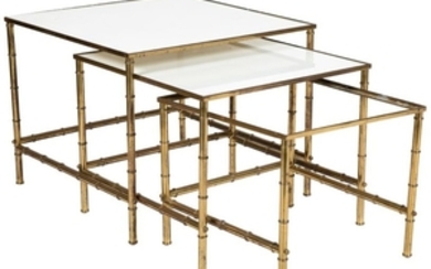 Faux Bamboo - Brass & Glass Nesting Tables