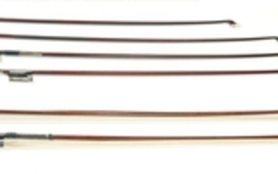Five Violin Bows and One Viola Bow - Various Makers and Mounts.