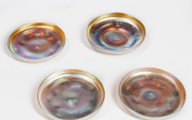 Four Tiffany Favrile Glass Plates