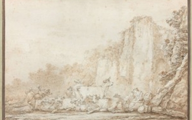 Francesco Giuseppe Casanova Londres, 1727 - Vorderbrühl, 1802 Vachers et leur troupeau dans un paysage