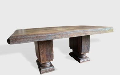 French 1940's Cerused Oak Dining Table