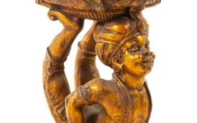 A Gilt Decorated Figural Stool Height 21 1/2 x