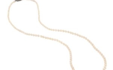 A Graduated Single Strand Natural Pearl Necklace