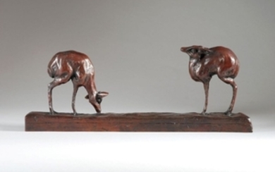Guido RIGHETTI (1875 1958) Deux gazelles pygmées (…